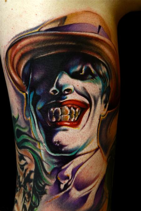 Mike Demasi - Joker color portrait comic tattoo